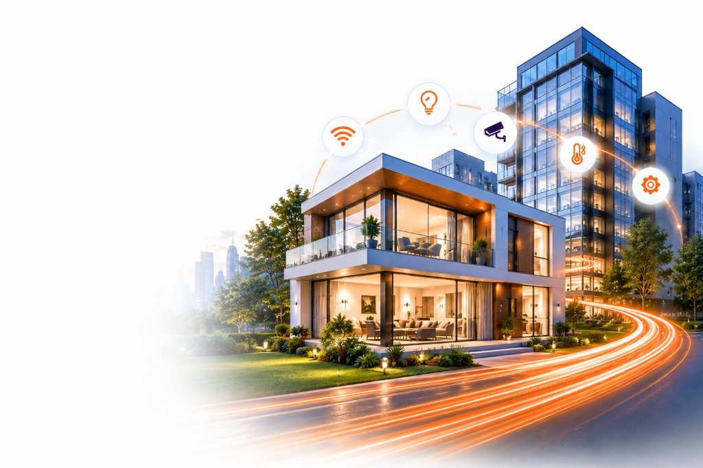 One Touch smart spaces - connected luxury villa and commercial high-rise with smart automation and fiber infrastructure
